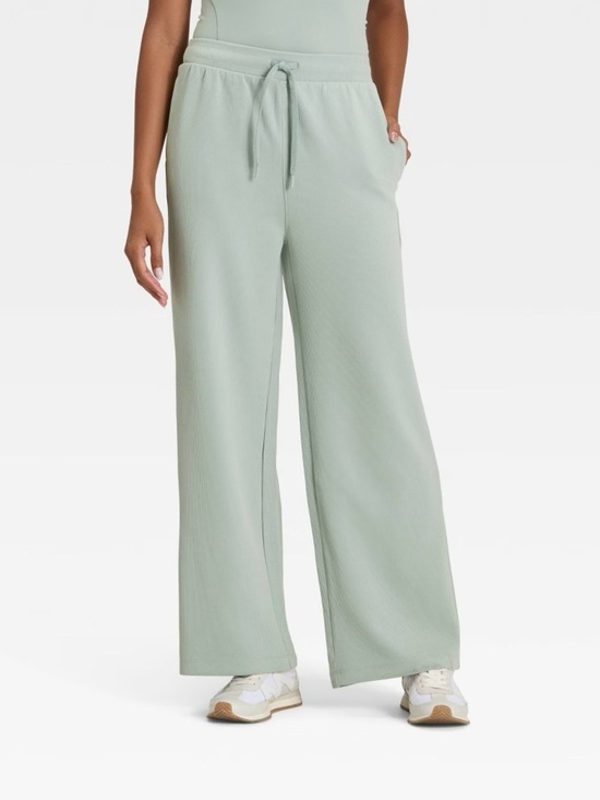 all in motion Pants - All In Motion Airy Sleek Ribbed Wide Leg Sweatpants Sage Green Large NWT